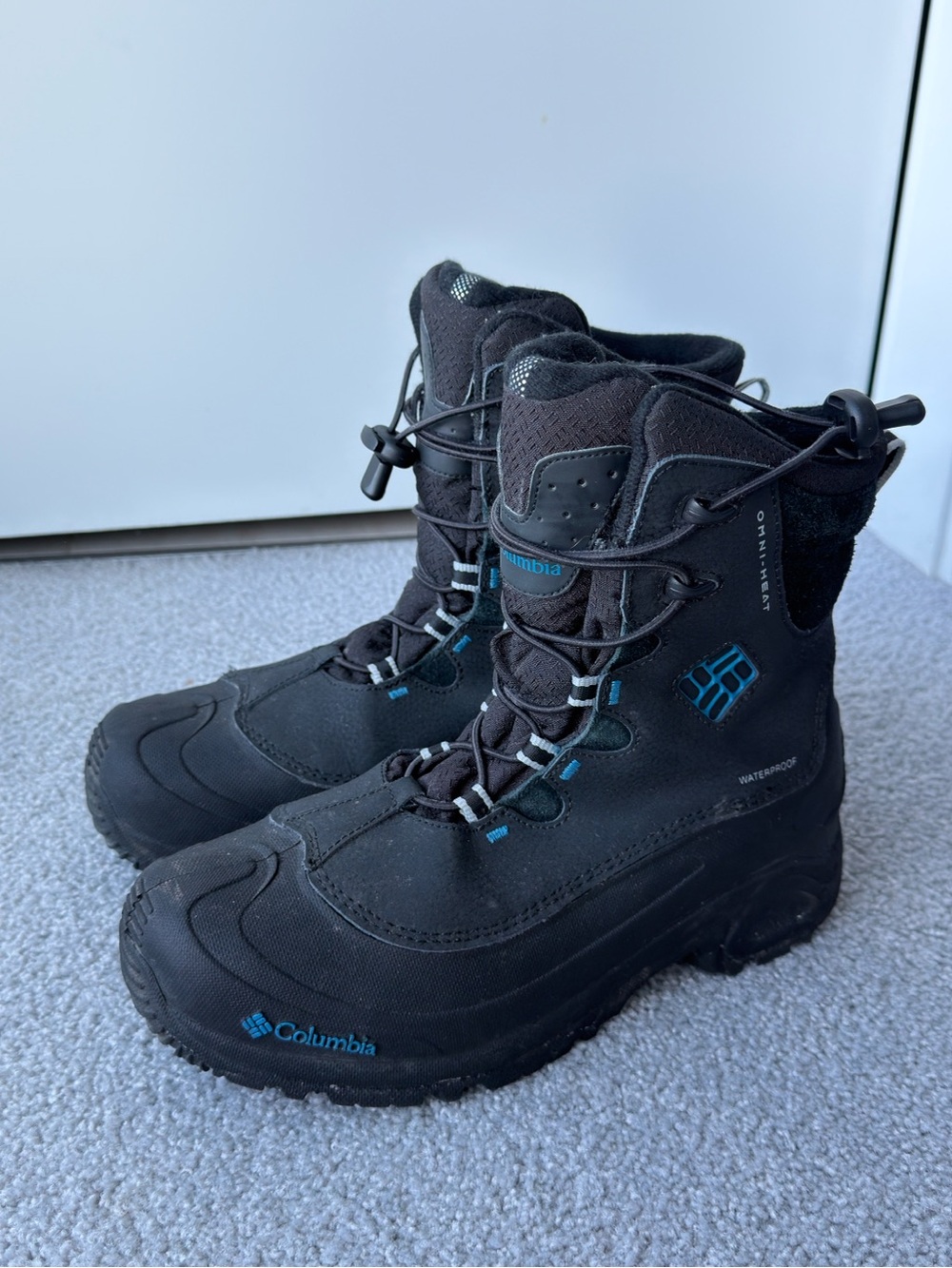 Columbia Black Winter Boots with Blue Accents